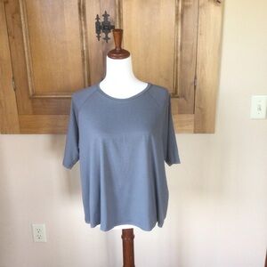 Eileen Fisher Blue slate relaxed elbow Sleeve Top NWT